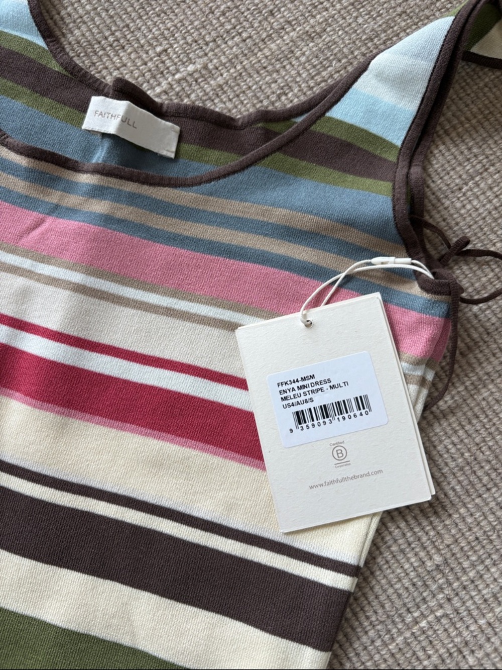 Faithfull NWT Striped Knit Tank Dress in Multi Colors - Picture 2 of 2